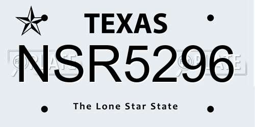 NSR5296 Texas License Plate