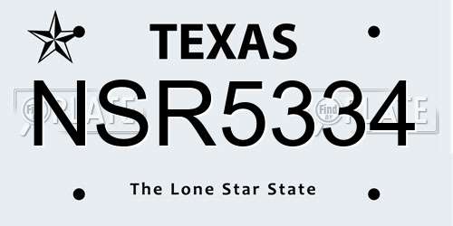 NSR5334 Texas License Plate