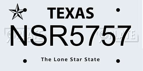 NSR5757 Texas License Plate
