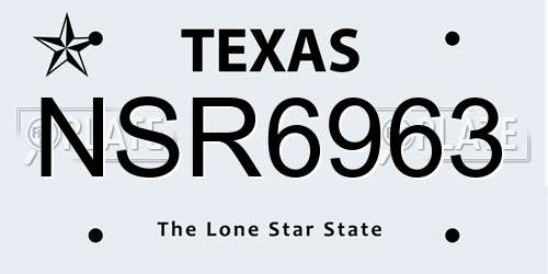 NSR6963 Texas License Plate