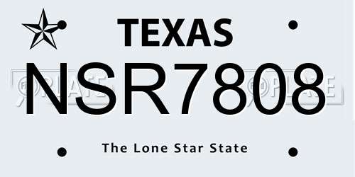 NSR7808 Texas License Plate