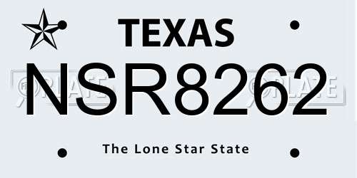 NSR8262 Texas License Plate