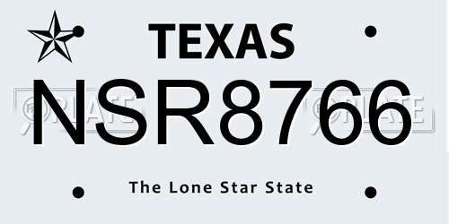 NSR8766 Texas License Plate