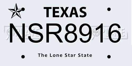 NSR8916 Texas License Plate