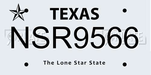 NSR9566 Texas License Plate