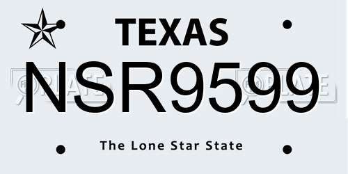 NSR9599 Texas License Plate