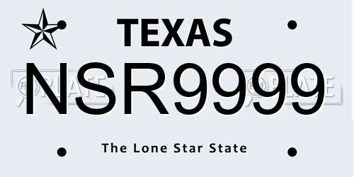 NSR9999 Texas License Plate