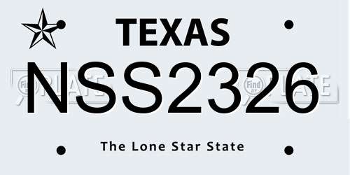 NSS2326 Texas License Plate