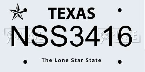 NSS3416 Texas License Plate