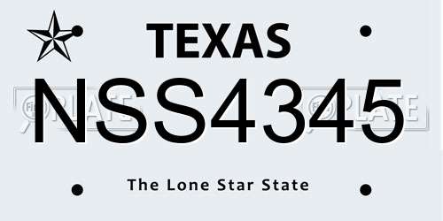 NSS4345 Texas License Plate