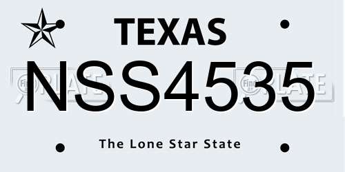 NSS4535 Texas License Plate