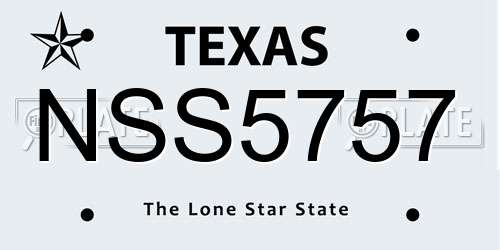 NSS5757 Texas License Plate