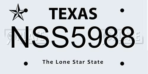 NSS5988 Texas License Plate
