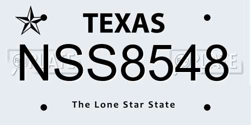 NSS8548 Texas License Plate