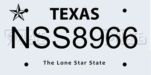 NSS8966 Texas License Plate