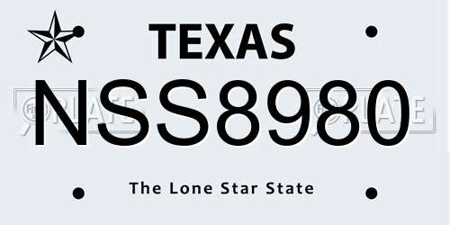 NSS8980 Texas License Plate