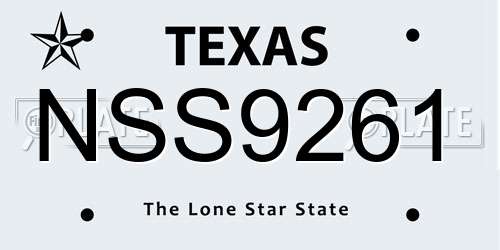 NSS9261 Texas License Plate