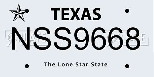 NSS9668 Texas License Plate