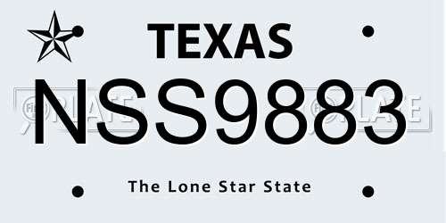 NSS9883 Texas License Plate