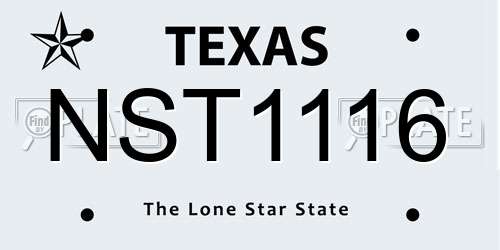 NST1116 Texas License Plate
