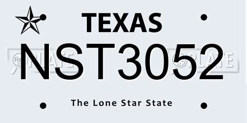NST3052 Texas License Plate