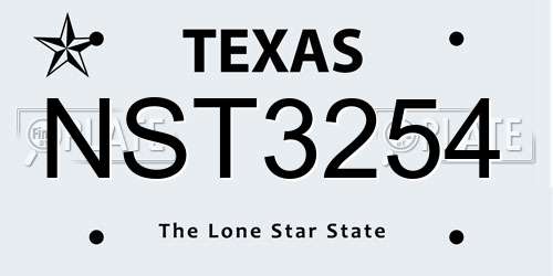NST3254 Texas License Plate
