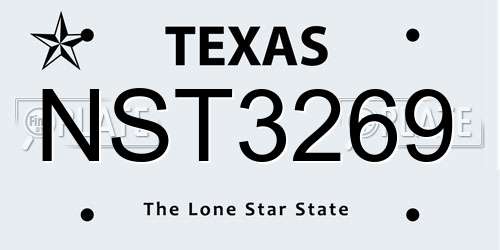 NST3269 Texas License Plate