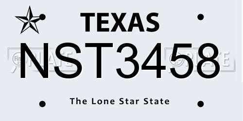 NST3458 Texas License Plate