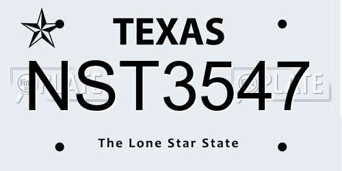 NST3547 Texas License Plate