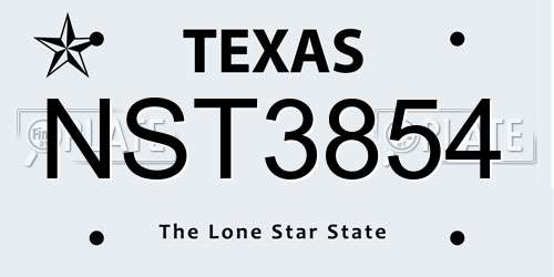 NST3854 Texas License Plate