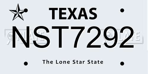 NST7292 Texas License Plate