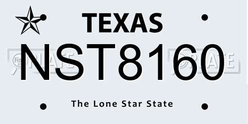 NST8160 Texas License Plate