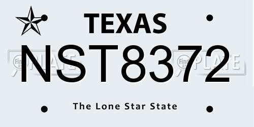 NST8372 Texas License Plate