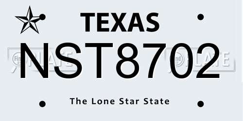 NST8702 Texas License Plate