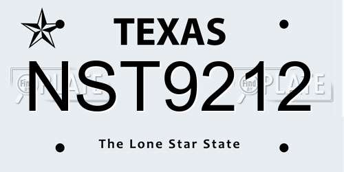 NST9212 Texas License Plate
