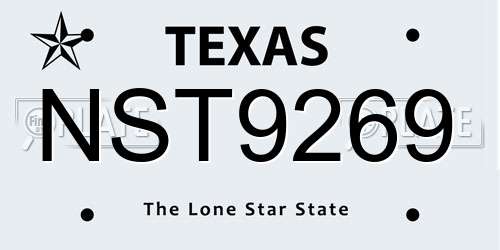 NST9269 Texas License Plate