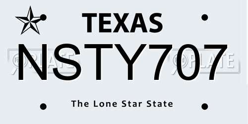 NSTY707 Texas License Plate