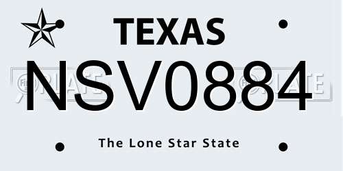 NSV0884 Texas License Plate