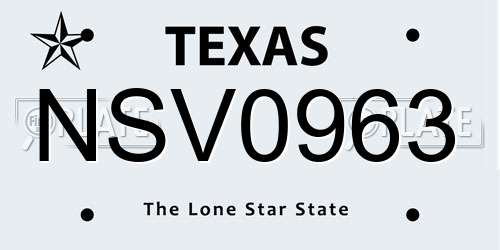 NSV0963 Texas License Plate