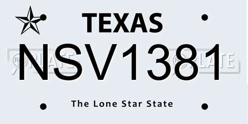 NSV1381 Texas License Plate