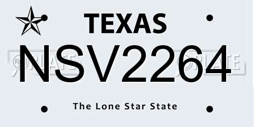 NSV2264 Texas License Plate