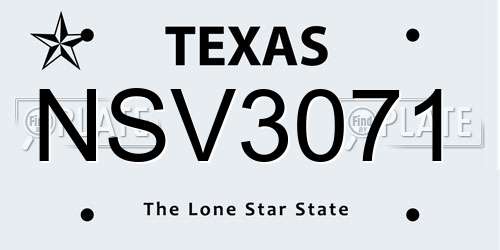 NSV3071 Texas License Plate