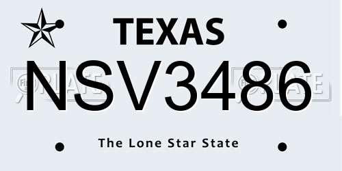 NSV3486 Texas License Plate
