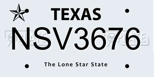 NSV3676 Texas License Plate