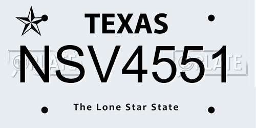 NSV4551 Texas License Plate