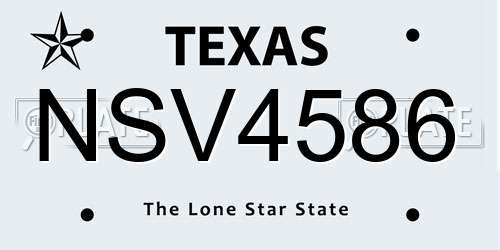 NSV4586 Texas License Plate
