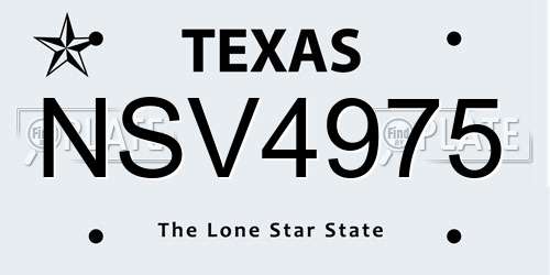 NSV4975 Texas License Plate