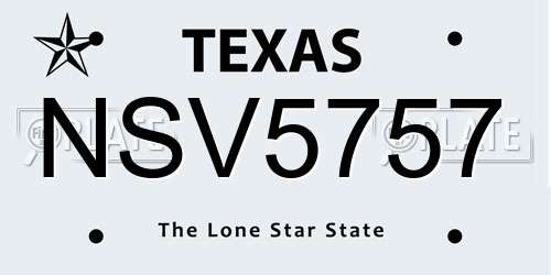 NSV5757 Texas License Plate