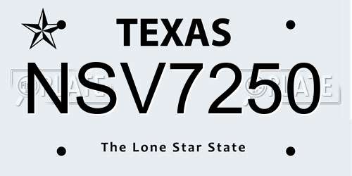 NSV7250 Texas License Plate