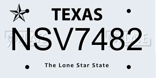 NSV7482 Texas License Plate